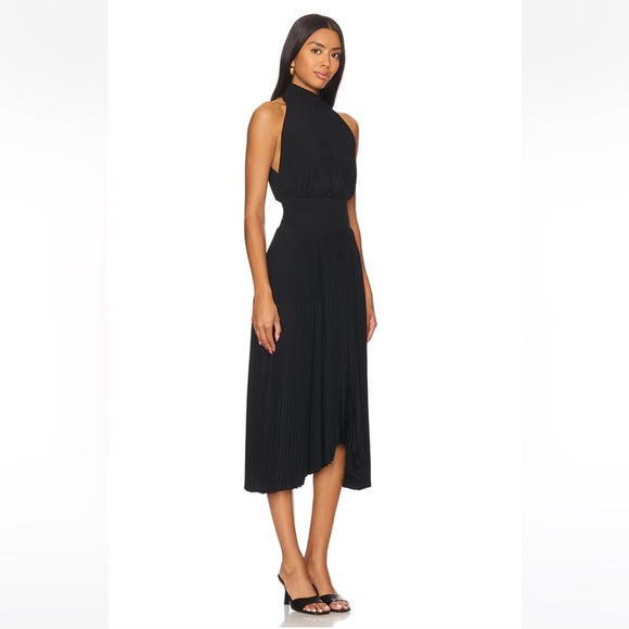 A.L.C. Renzo Black Pleated High Neck Dress - Picture 2 of 14